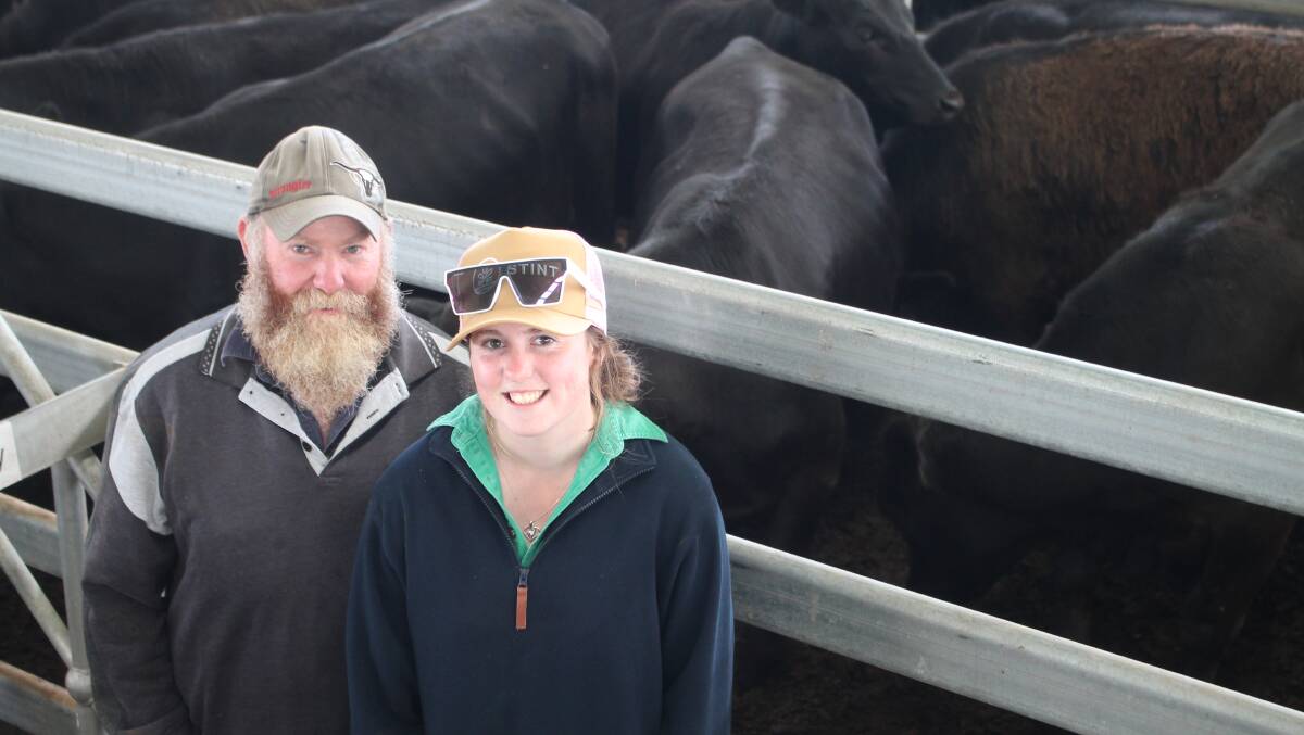 Brewster producer Glenn Pretty with Samantha Pretty. Mr Pretty is looking forward to upcoming Ballarat feature weaner sales, with a sharp jump in cattle prices giving confidence to the market. Picture by Philippe Perez