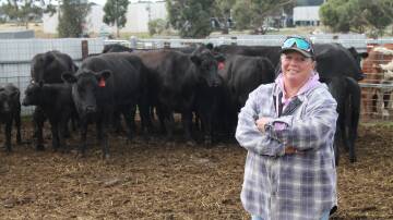 Michell Dicks, MJM Farms, Drummond is here with the 11 cows and calves of her employer Ben Kay, Mingela Pastoral, Drummond which sold for $1310. Ms Dicks also sold two cows and calves of her own for $1760.