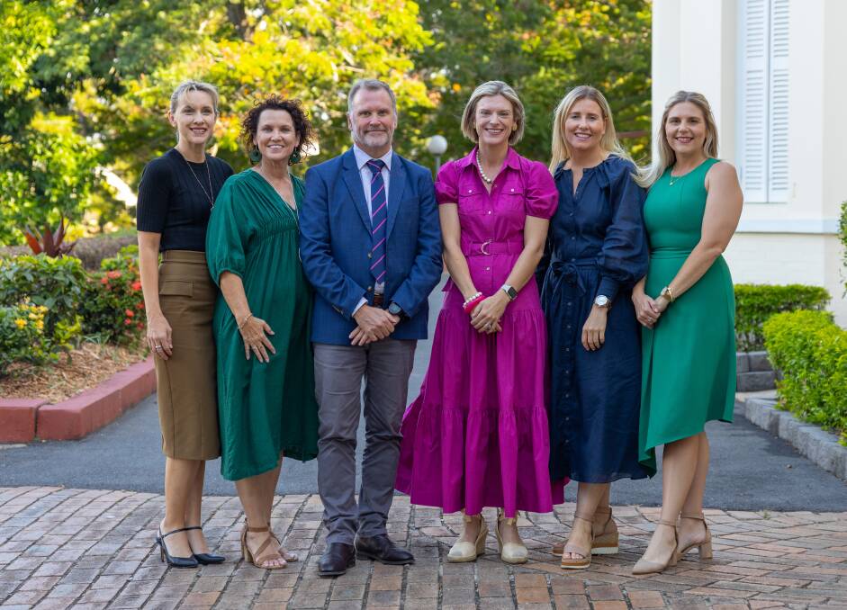 The school's executive team of Clair Applewaite, Stacey McCarthy, Dr John Fry, principal, Kara Krehlik, Sammy Cobon, and Kasey Mitchell. Picture supplied