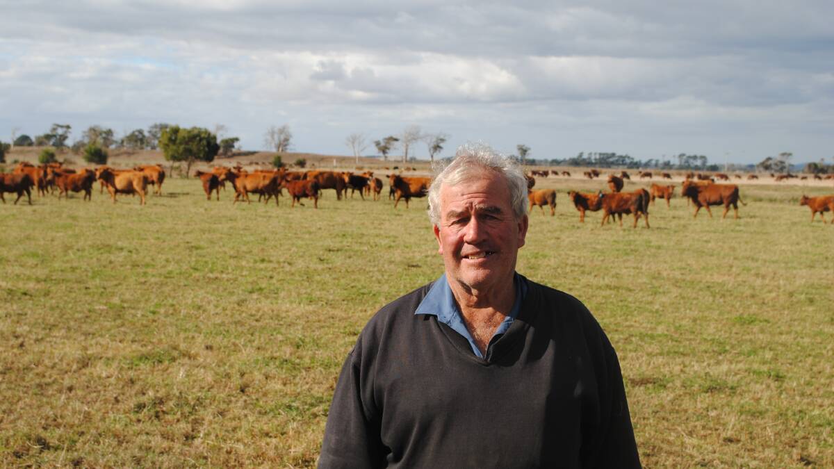 Beef farmer Peter Sattler, Tasmania, said the lack of rain forced him to start feeding his cattle silage and hay early. Picture by Barry Murphy 