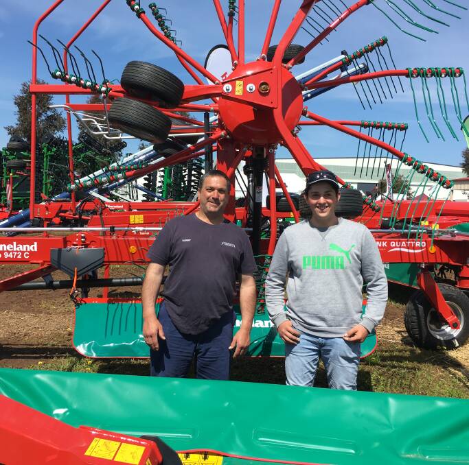 Shepparton, Victorian cattle farmer, Albert Qose with his son, Joel chooses a range of hay equipment brands to suit his operation.