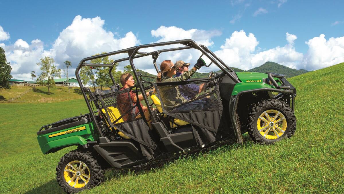 John Deere's new Gator models are fitted with a 586 cc, 23.8 kilowatt liquid-cooled inline twin-cylinder petrol engine, independent four-wheel suspension and 499kg towing capacity.