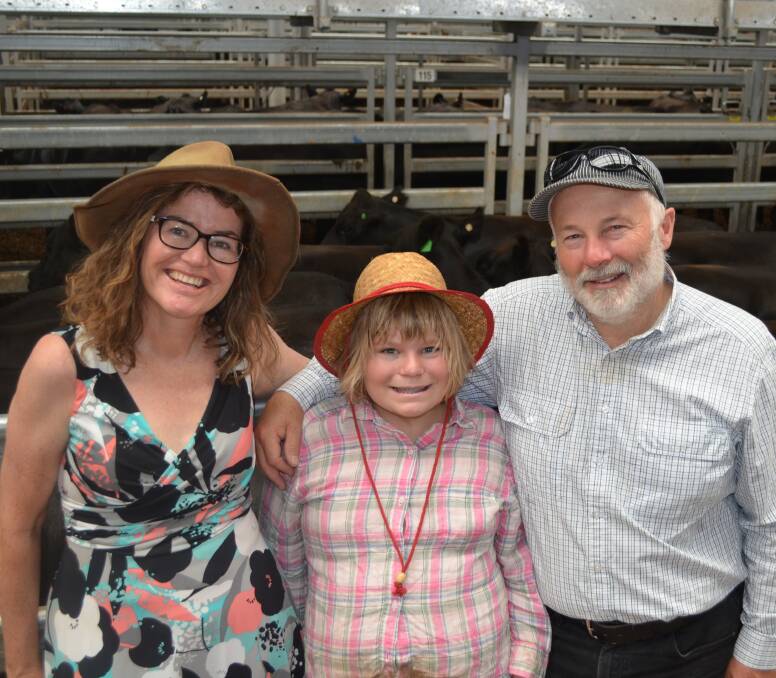 Rebecca McGowan, Indigo Valley, Victoria with her daughter Moira and husband Greg Dale are relieved after the sale of the last of their Angus herd, which was dispersed due to the bushfire before Christmas.
