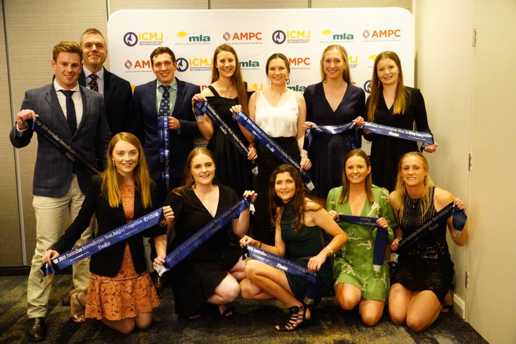 Sucess: Tom Maguire, Teys Australia (at back) with all of the successful finalists at the 30th Intercollegiate Meat Judging Competition held in Wagga Wagga. Photos: Professor Keigo Kuchida 