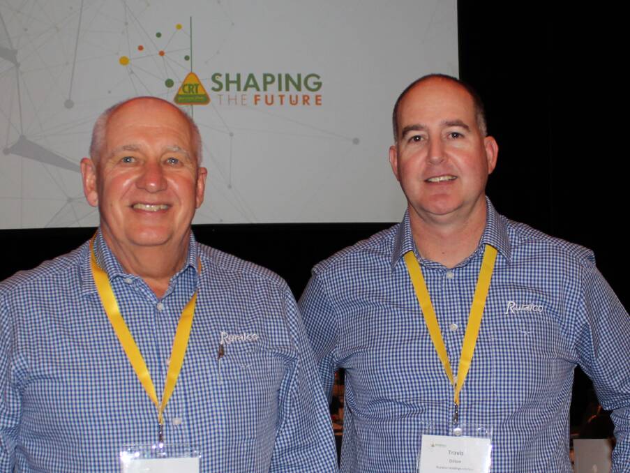 Ruralco Holdings chairman, Rick Lee and managing director, Travis Dillon, at the company's Perth annual conference.