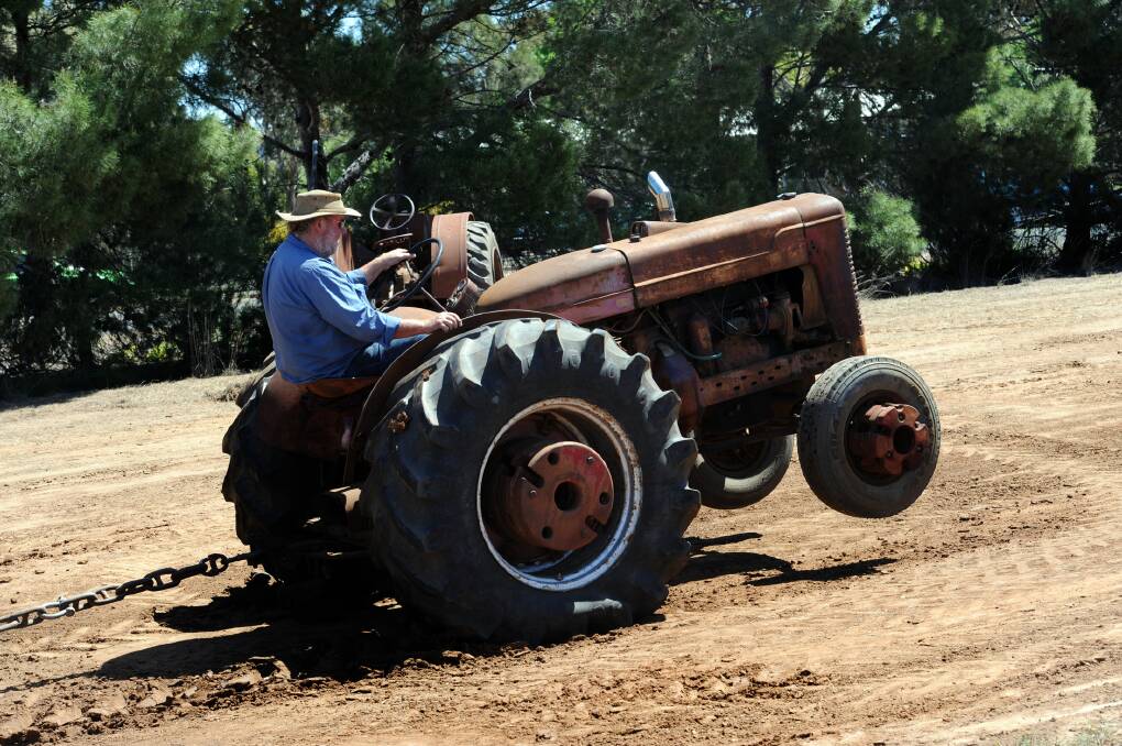 A vintage tractor pull will feature again at this year's Kaniva Show. Pictured is Fred McDonald competiting in the event last year. Picture: PAUL CARRACHER