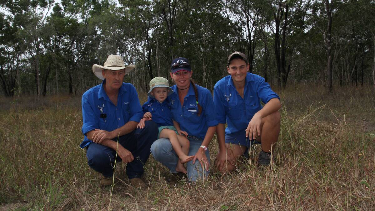 Scott Harris with wife Kerry, and sons Harry, 2, and Tom, 16, has vowed to continue the fight against the tree clearing laws for the future of agriculture in north Queensland.