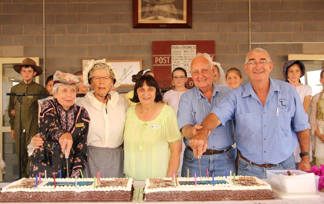 Committee members Mary Thompson, Jackie Morris, Mareeba Shire Cr Mary Graham, Cardie Peters and Ron Blundell celebrate the centre's 20th birthday.