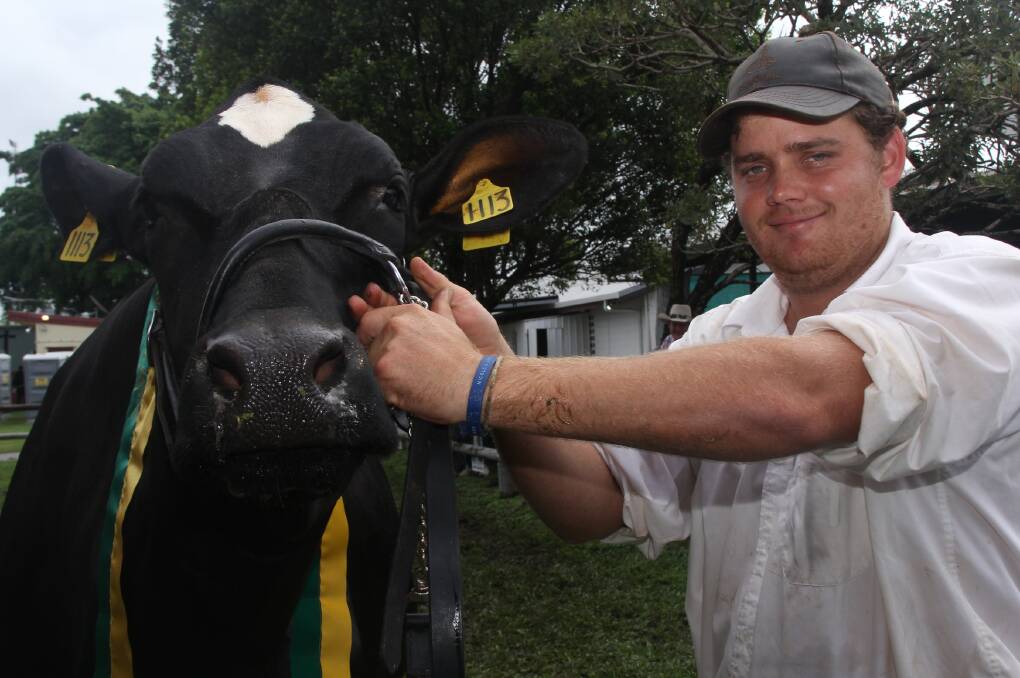 Supreme champion cow Ourway Ernesto Baronessa and owner Owen Daley, Millaa Milaa,.