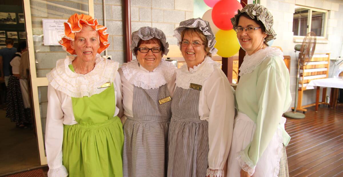 Volunteers Ellen Duff, Margaret Tabone, Gail Campbell and Noela Kent, all of Mareeba, donned heritage costumes to celebrate the museum's anniversary.