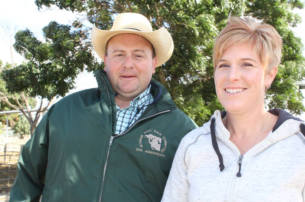Alberta producers Andrew and Erin Yaremko of Carpathian Cattle Company visit the Wagga sheep and lamb sale. Picture: Nikki Reynolds
