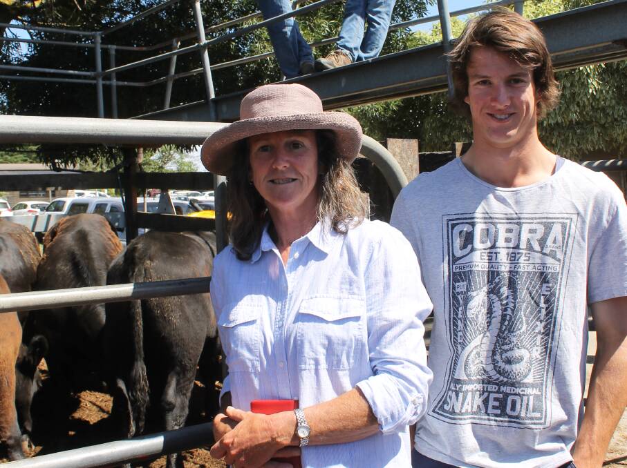 Helen Bennett and son Tom, 17, Shea-Oak Ridge, Mia Mia, sold these eight steers for $1380.