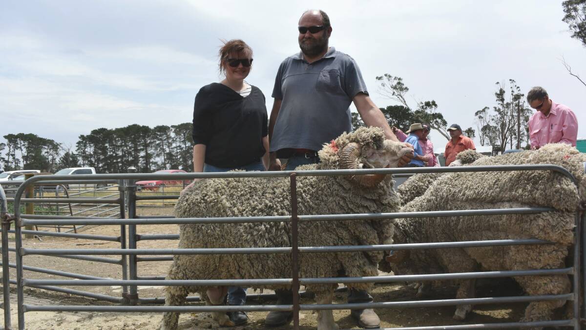 Samantha and father Paul Dunn, Buangor, had been impressed by Strathcona sheep and thought the dispersal was a good opportunity to buy for the Middle Creek Merino stud.
