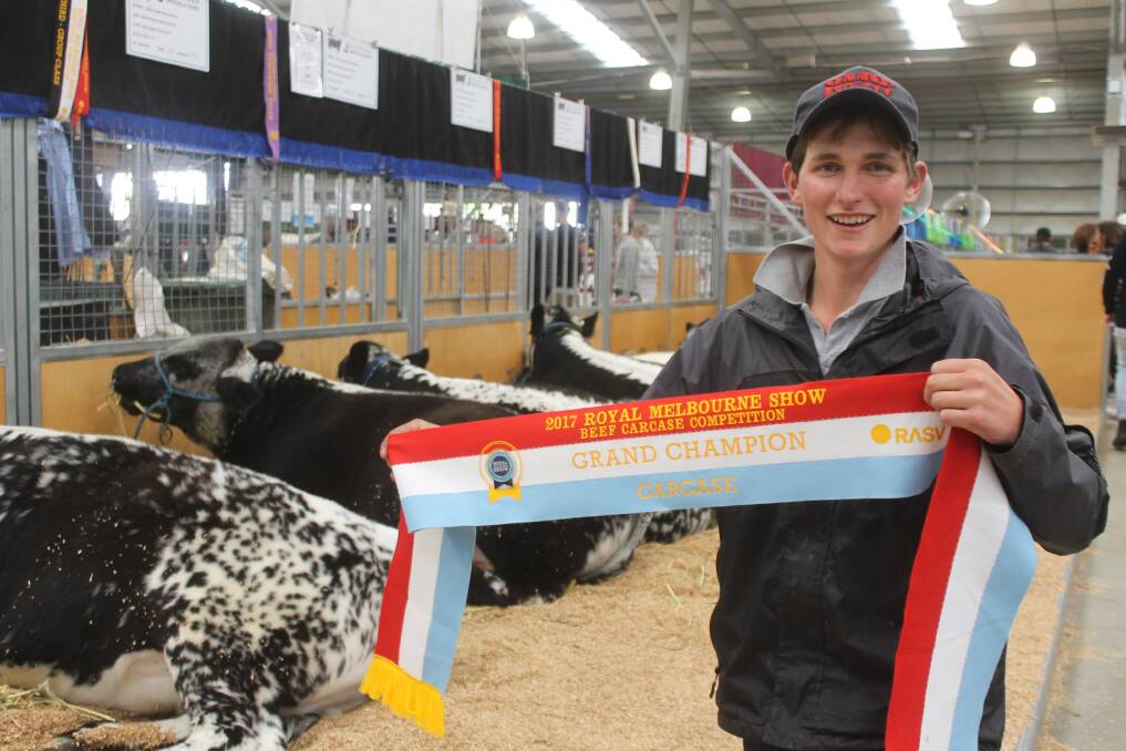 The 19 year-old Jack Nelson, Jackungah Speckle Park stud, Pine Lodge, won grand champion carcase with a Speckle Park-Angus cross, bred by his family.