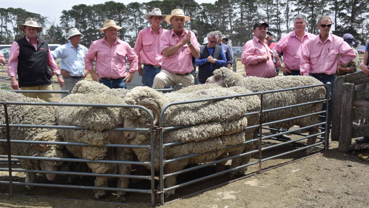 Elders Ballarat livestock manager Graeme Nicholson calls the sale of stud sires.