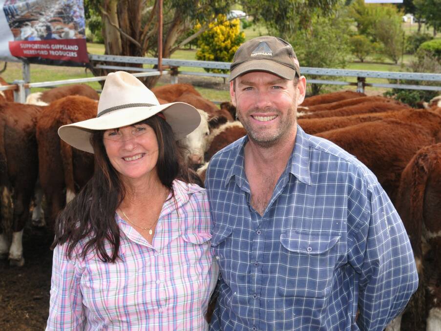 Di and son Scott Anderson, Benambra, sold some 400 weaner Angus and Hereford calves during Omeo Black sale and Benambra sales.