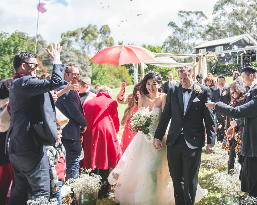 The weather calmed down for the ceremony at the Shaw family's property, The Hollow in Red Hill.