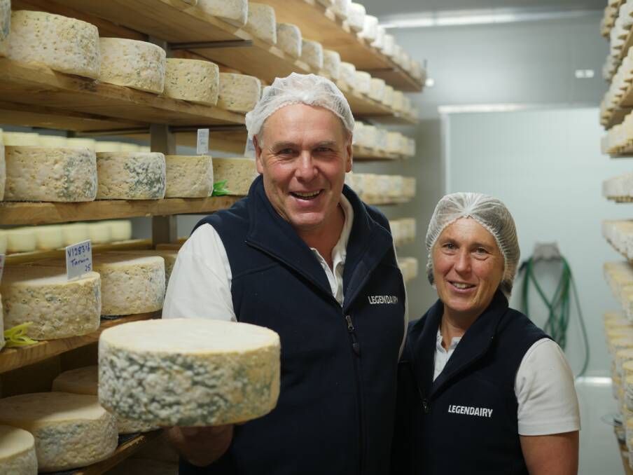 Barry Charlton and Cheryl Hulls with one of their award winning cheeses made from local dairy products.