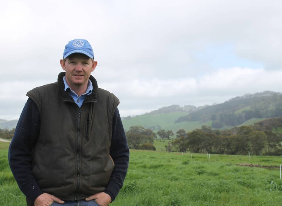 Jason Hagan is thrilled with the improvements they've made to the Tooboorac farm's pastures by managing pigs' grazing and sowing pasture crops.