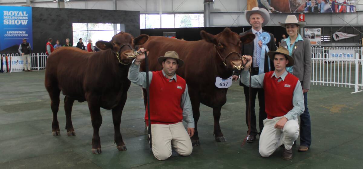 Trent and Cody Storm, judge Sean Kallady, World Wide Sires, and associate judge Emma Dickinson.