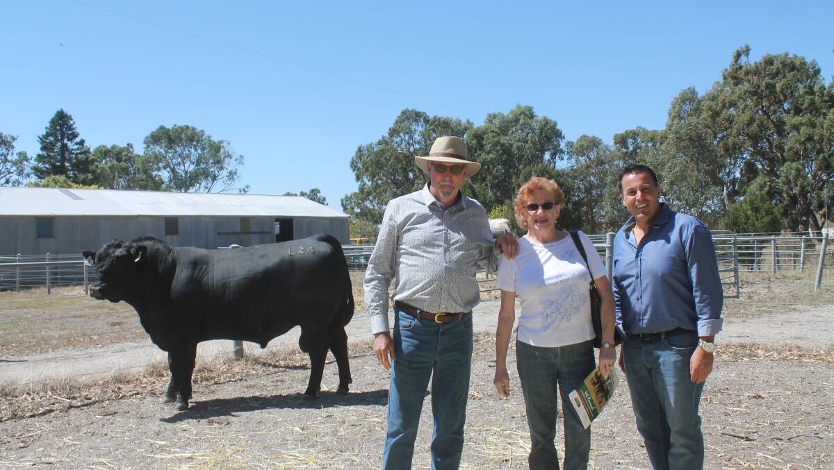 Ray and Ann Hardy, Pakenham, purchased this top-priced bull and were with Sam Trovatello, Adameluca Angus.