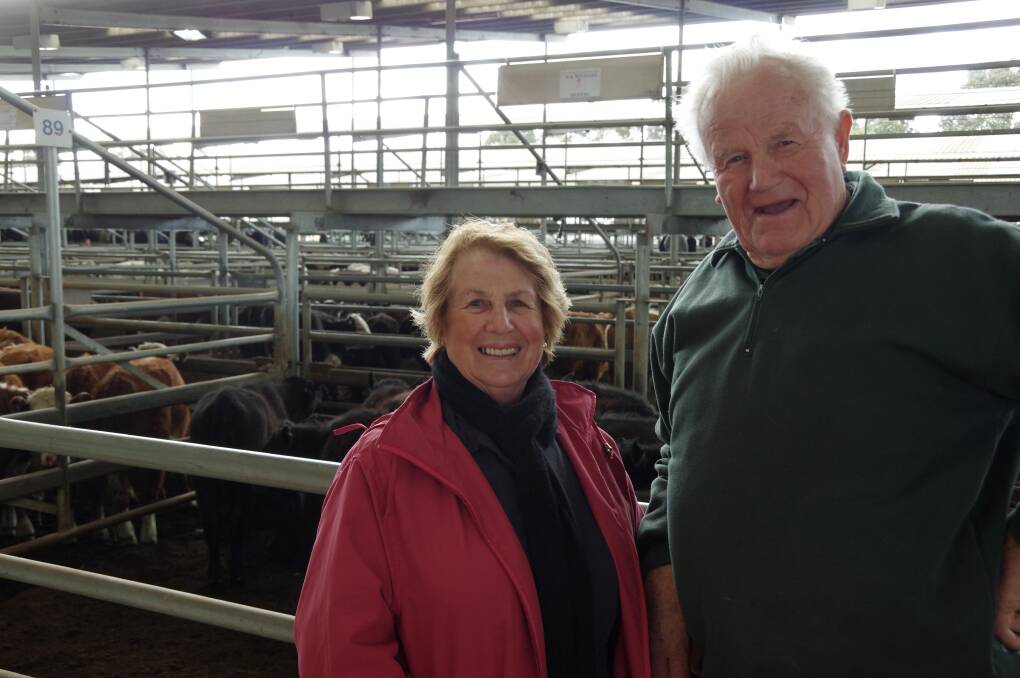 Maria and Mario Vanzin, Woodglen, sold 11 12-month-old Angus steers and heifers, $1120 and $720 respectively at Bairnsdale last Friday. Photo: Jeanette Severs