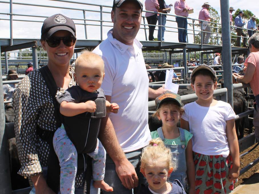 The Frawley family of Josephine and Jonathon with kids Ten (baby), Willa, 2, Dolly, 5 and Minnie, 7, bought some heifers for their Drummond farm.