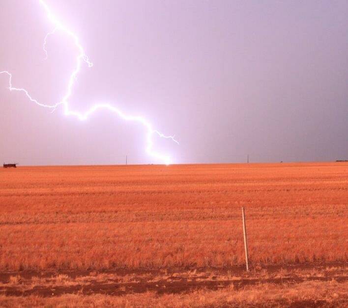 Jack and Jan Janetzki sent in this photo of a lightning strike in a Wimmera field. The storm delivered patchy rain to the region.
