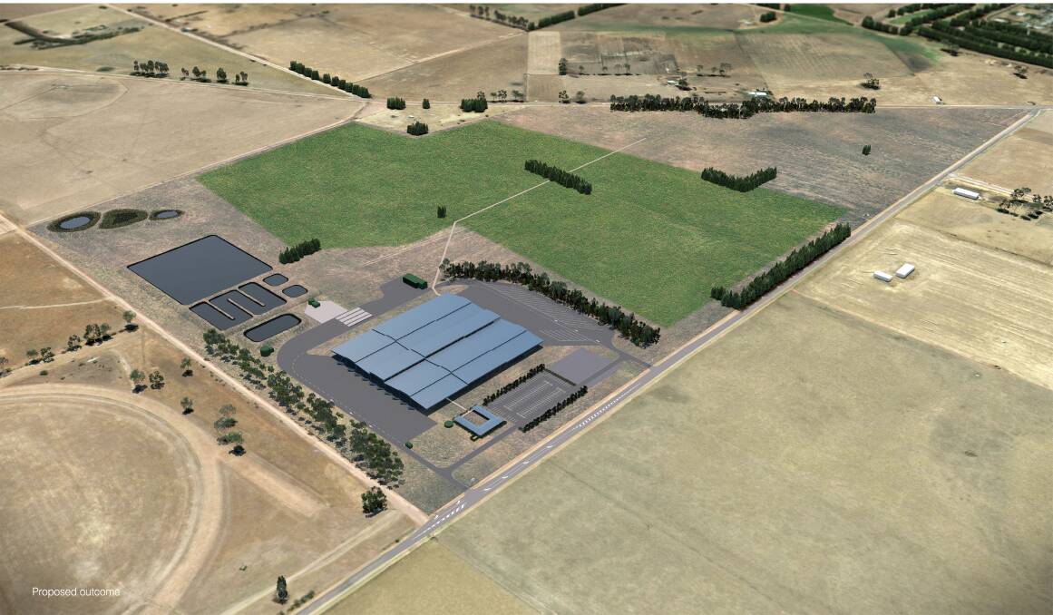 A rendered image of the proposed livestock exchange.