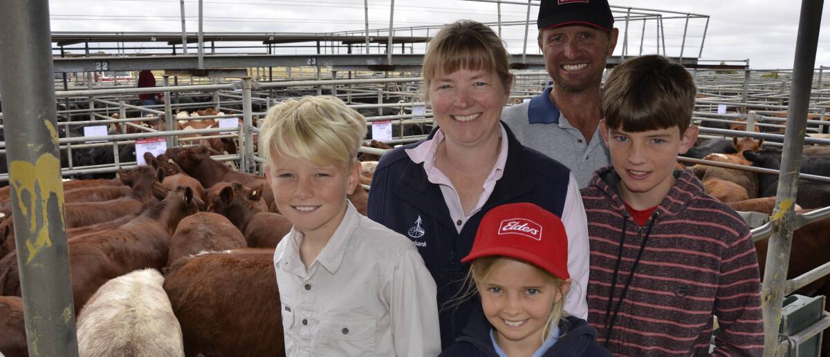 ANNUAL VISIT: Siblings Isaac, 12, Zoe, 10, and Nathan, 13, (front) at Strathalbyn with parents Jo and Brenton Lush from Corriedale Hills, Inman Valley and Waitpinga.