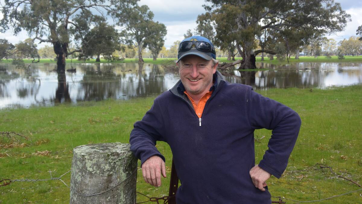 Toolondo farmer Simon McKenry received over 60mm of rain for the week from Thursday, with the heaviest falls on Saturday. The Rich and Millers swamp, pictured in the background, previously was dry.