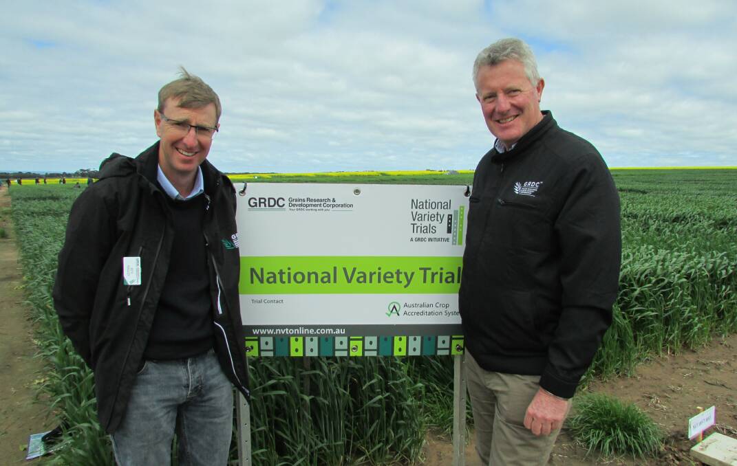 GRDC managing director Steve Jefferies, right, with GRDC southern panel chairman Keith Pengilley.