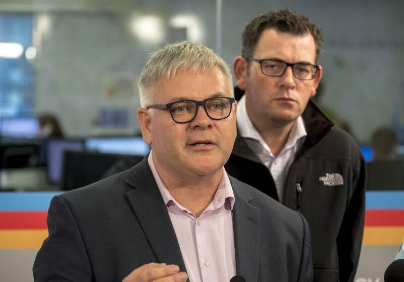 RAIN PREDICTIONS: Victorian Premier Daniel Andrews (right) and Dr Andrew Tupper, from the Bureau of Meteorology, address the media on Saturday.