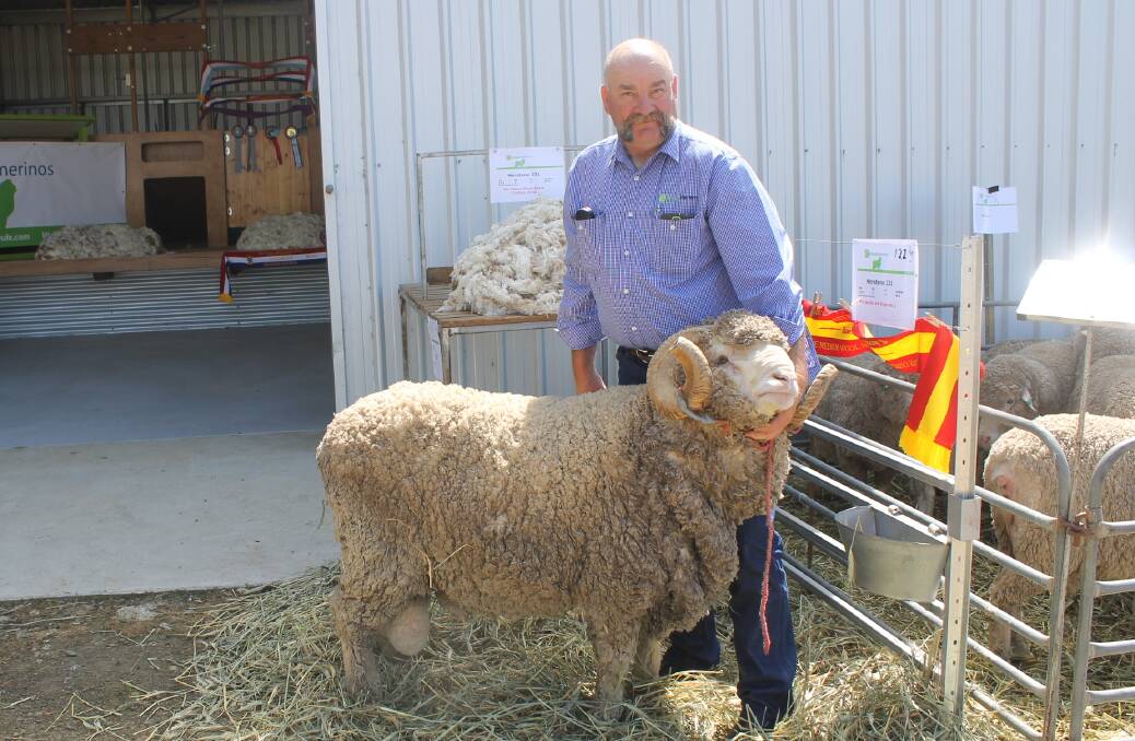 SALE NERVES: Coryule, Willowvale, stud manager Craig Trickey with Nerstane-231. PHOTO: Andrew Miller.