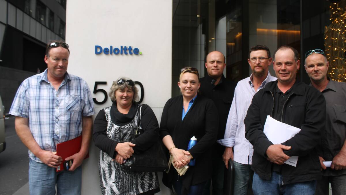 Some of the National Dairy Products creditors, who attended the meeting, at Deloitte, in Melbourne.