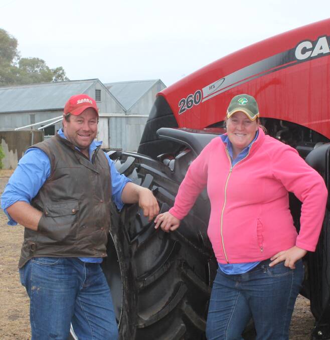 FARMING COUPLE: Luke and Prue Milgate run the mixed family farm at Serpentine. Ms Milgate said attitudes towards female farmers were finally changing. Pictures: Andrew Miller.
