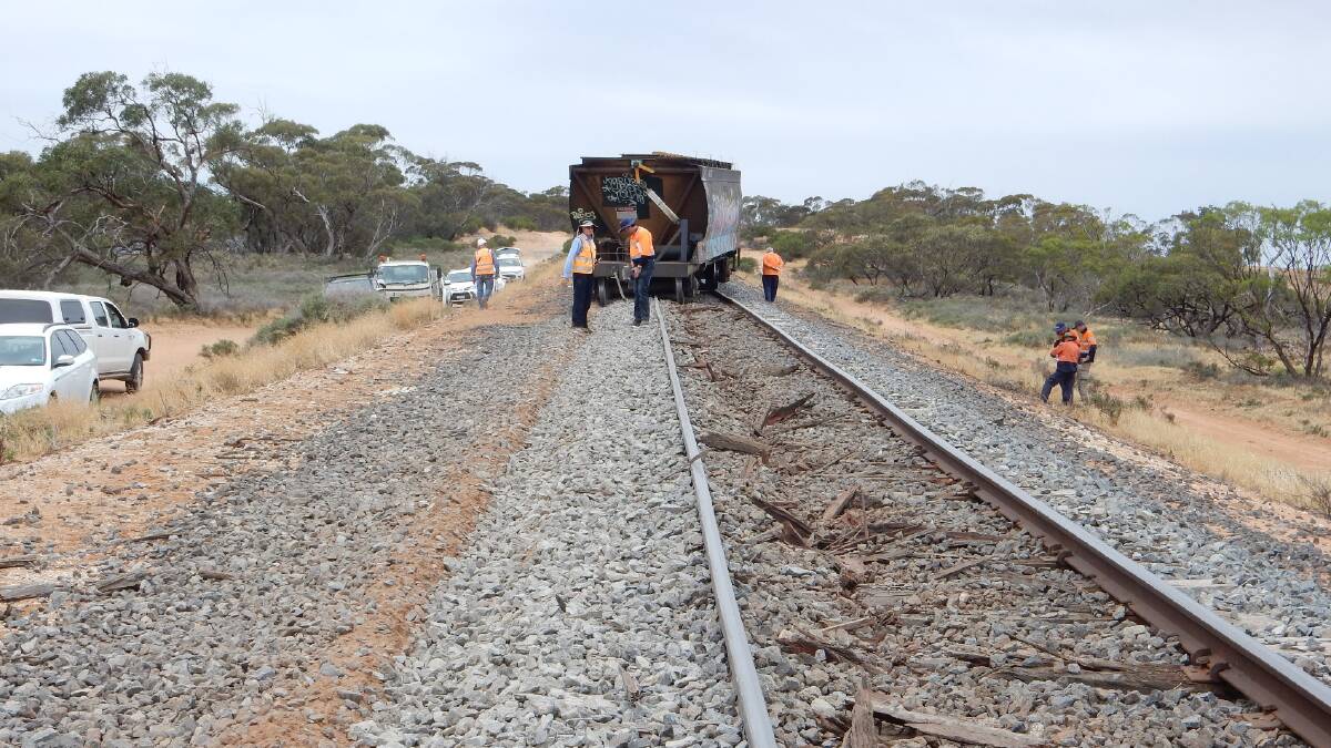 NUNGA DERAILMENT: The national safety regulator found buckled track, resulting from rail creep due to heat, caused the derailment of the grain train. Photo: Victorian Chief Investigator, Transport Safety, Chris McKeown. 
