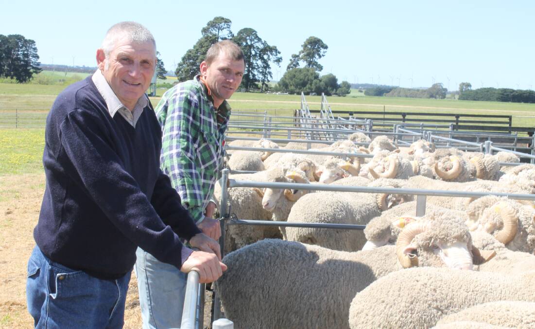 Northern visitors, Jim Renkin, Lindsay Park, Lima and Will Lockhart, Limaura, Lima South, went to Wurrook, to view the rams on offer.
