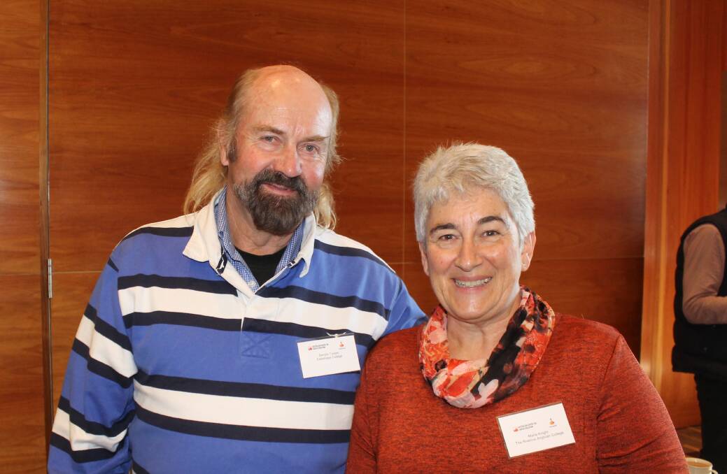 Edenhope College's Denys Tucker caught up with Marie Knight, from the Riverina Anglican College, Wagga Wagga, at the conference.