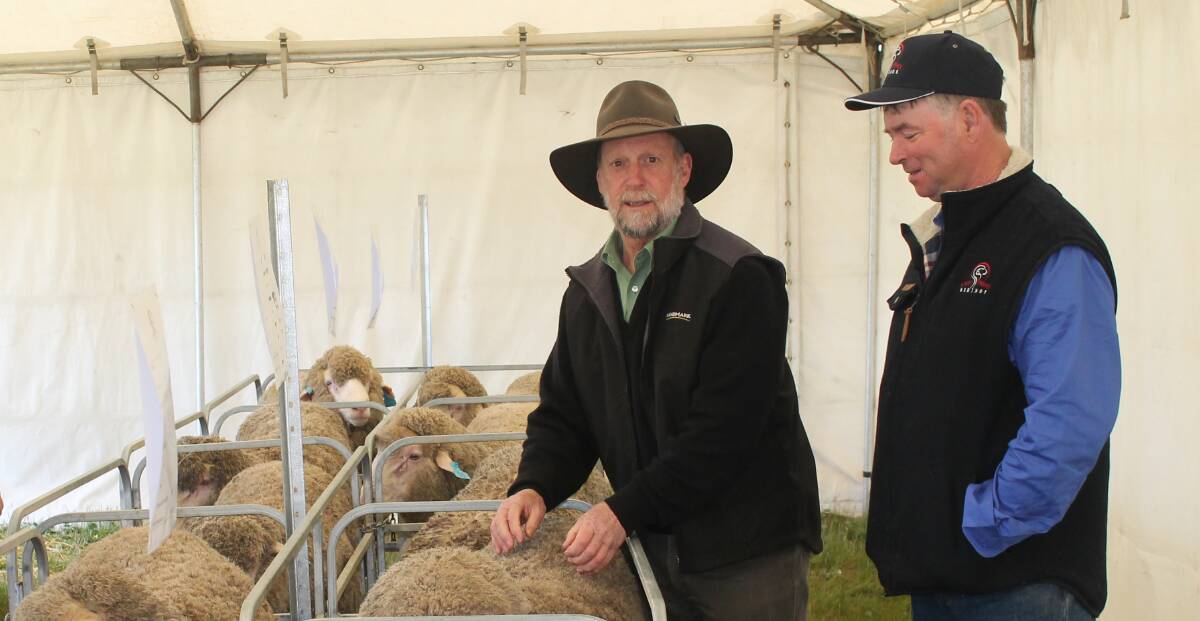 TOP RAMS: Landmark's John McGrath, with Bruce Dean, at the Marnoo Field Day.