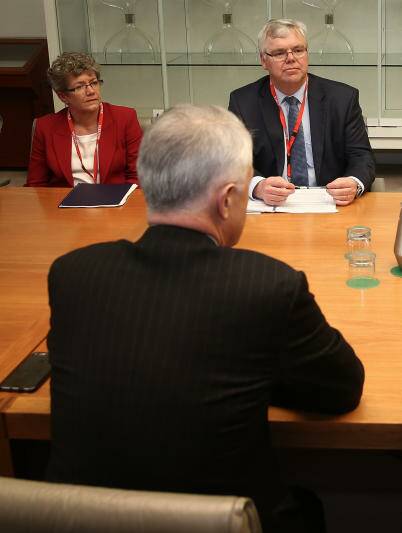 BOARD RESIGNATION: Prime Minister Malcolm Turnbull met with representatives of Murray Goulburn, including chief operating officer Fiona Smith and chairman Philip Tracy, in Canberra in August. PHOTO:  Alex Ellinghausen.