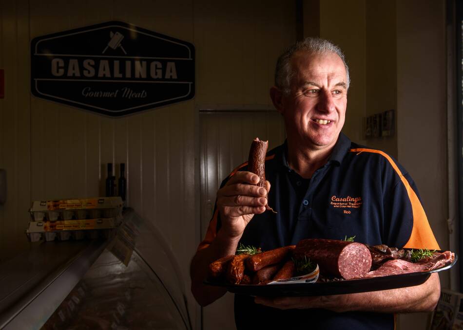 NEW PARTNERSHIP: Rob Perry of Casalinga Gourmet Meats, Launceston, with a selection of wallaby smallgoods he will start producing at the end of September from King Island Prime Meats produce. PHOTO: Scott Gelston
