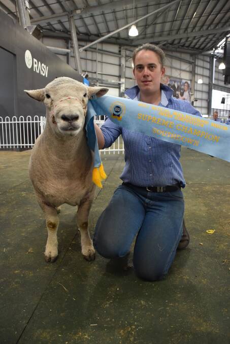 SUPREME SOUTHDOWN: Roslyn Ireland, Romale, with the Supreme Champion Southdown, a ram. PHOTO: Joely Mitchell.