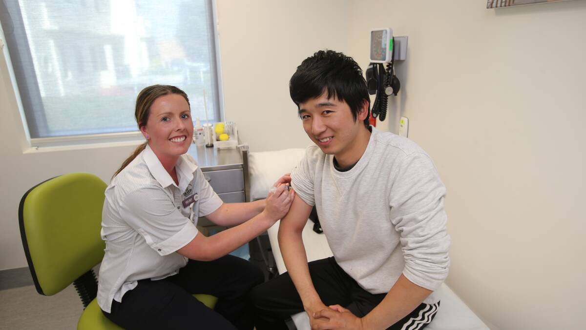Q-FEVER SCREENING: Midfield worker Sam Lee undertakes Q-fever screening with South West Healthcare student nurse Kelsey McIntosh.