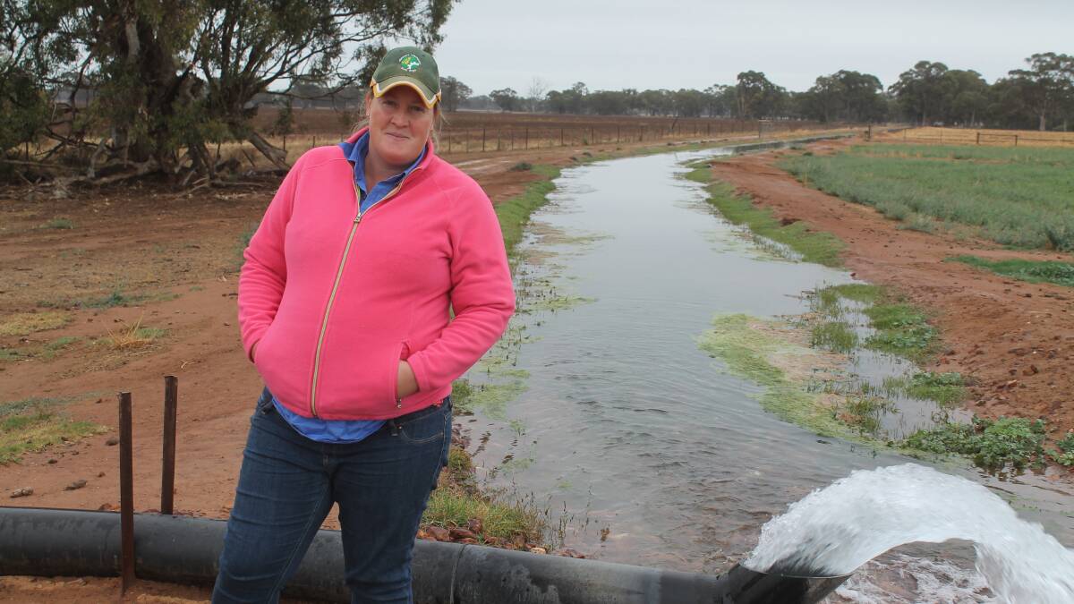 IRRIGATION SECURITY: Prue Milgate, by the small bore on the property, used to irrigate lucerne and high yielding crops.