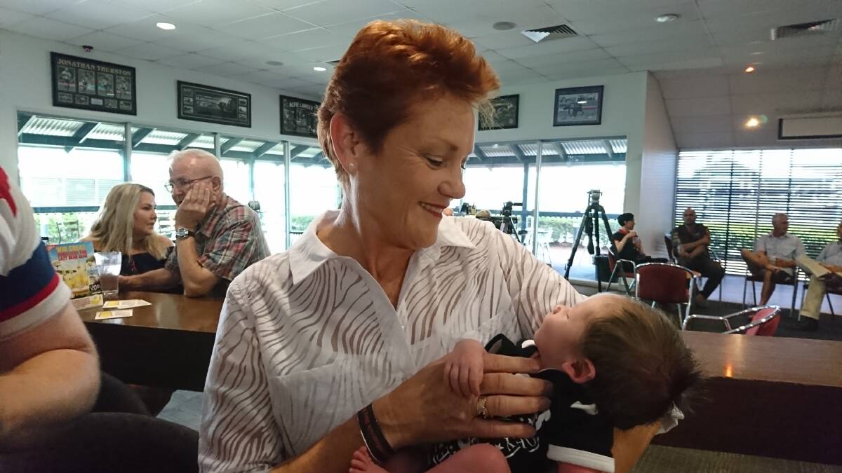 The power of Pauline: Senator Pauline Hanson was popular with locals of all ages at the Birdcage Hotel in Longreach recently. Picture: Sally Cripps.
