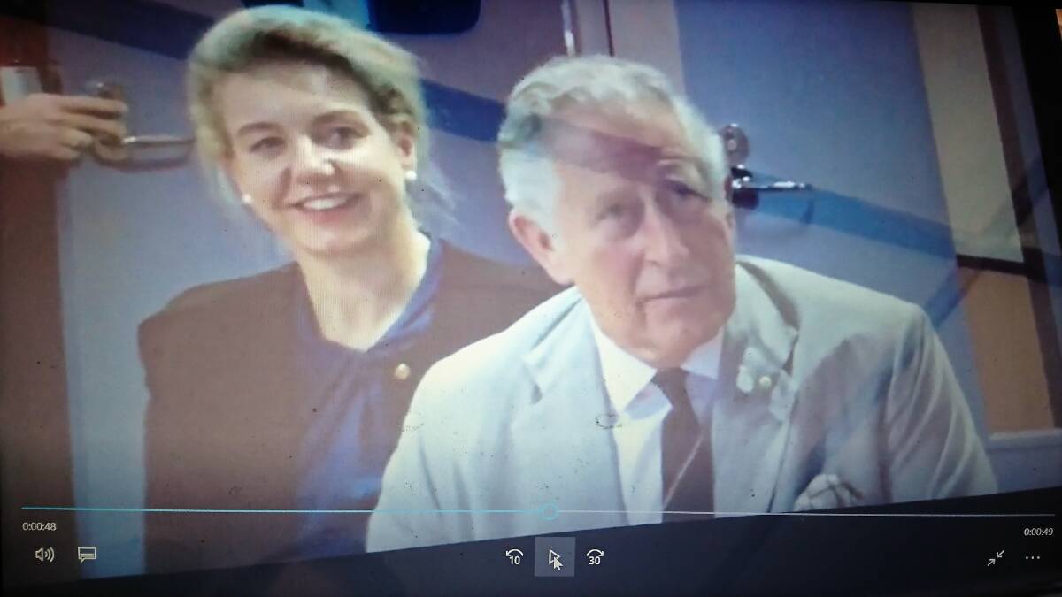 Prince Charles, accompanied by Rural Health Minister, Bridget McKenzie, during his video link with the French family, Gilberton Station, Georgetown.