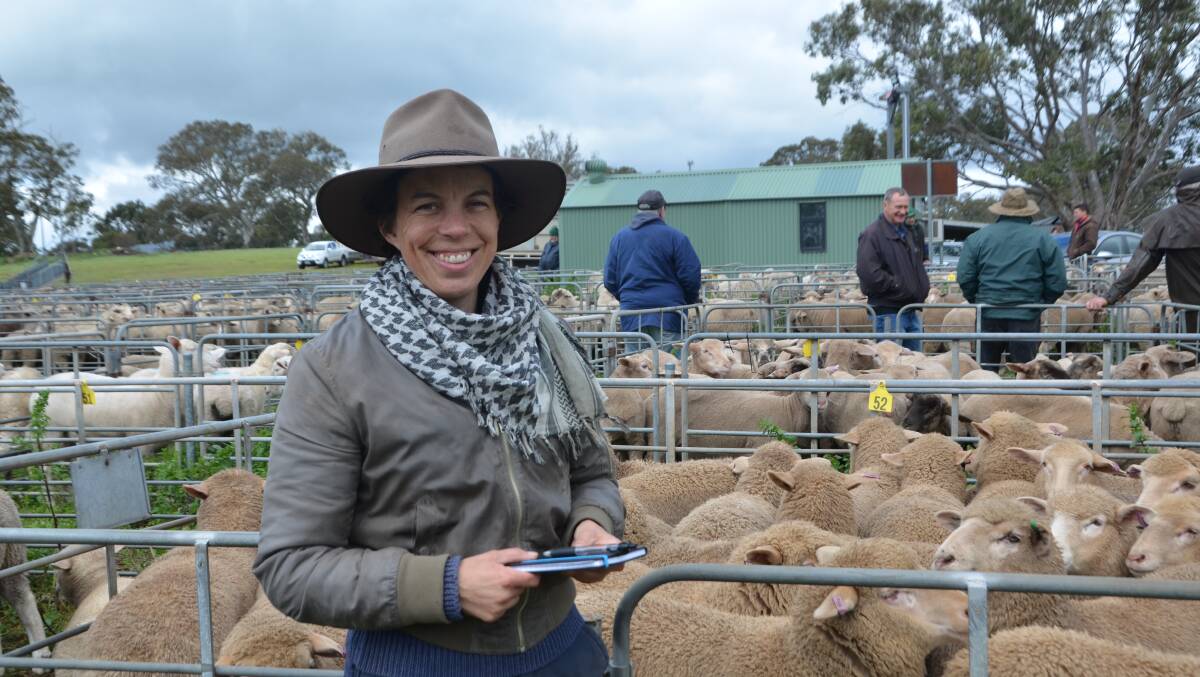 LOCAL BUYER: Georgie Rogers, Springton, was on the hunt for young Merino ewes at Mt Pleasant, SA, lamb sale last week, where prices hit $188. 