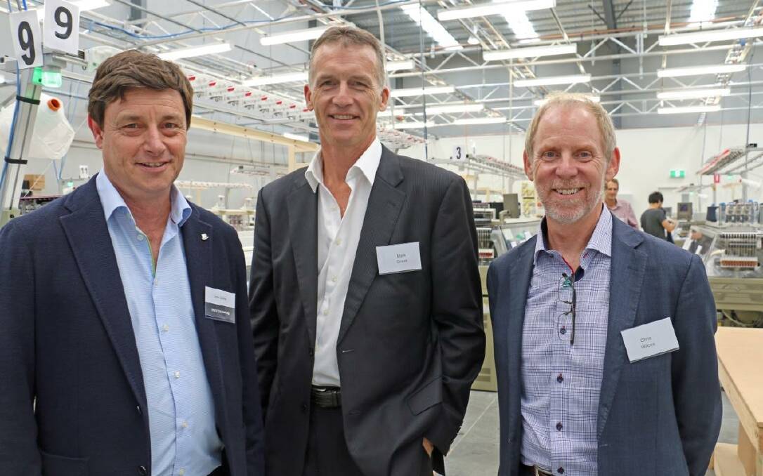 AWN managing director John Colley, Australian Wool Exchange chief executive Mark Grave and National Council of Wool Selling Brokers Chris Wilcox. 
