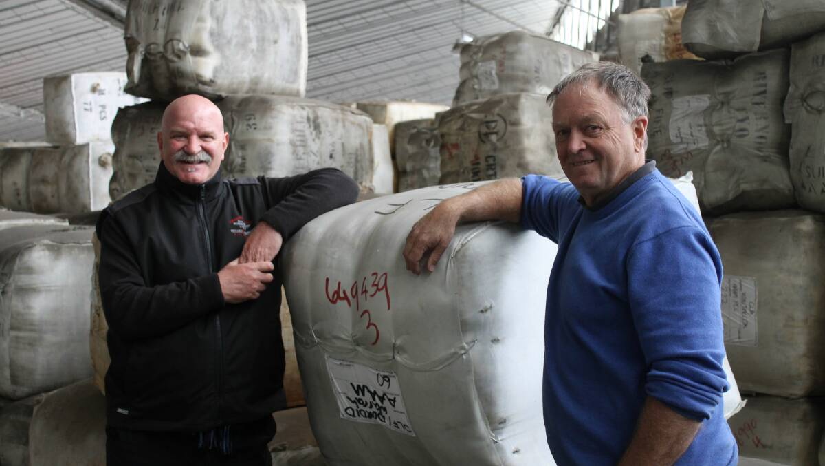 Len Tenace of Segard Masurel, pictured with Ken Stock of Stock Wool, said consumers have signaled a price ceiling as the wool market reaches a 16 month high. 